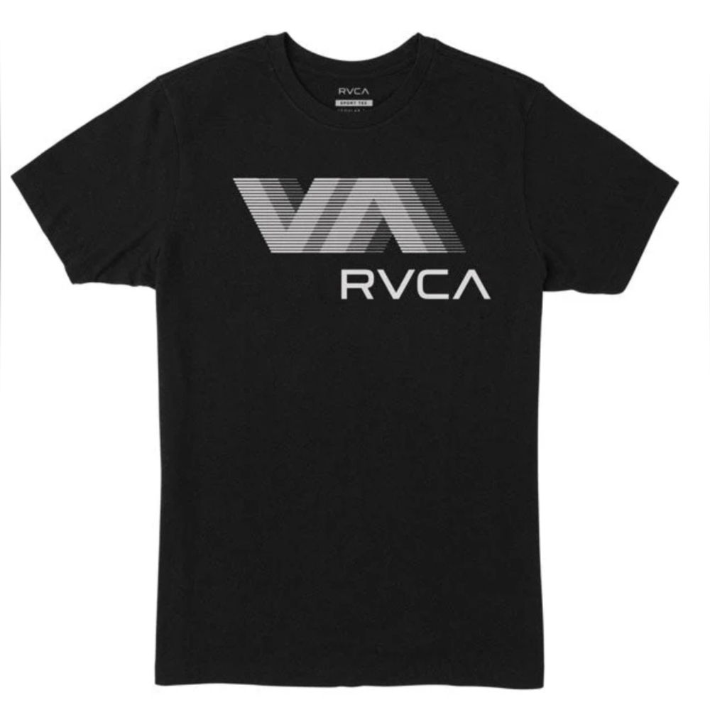 NWT Men's RVCA Sports Short Sleeve T-Shirt. "VA BLURR". In Black/White. Size L